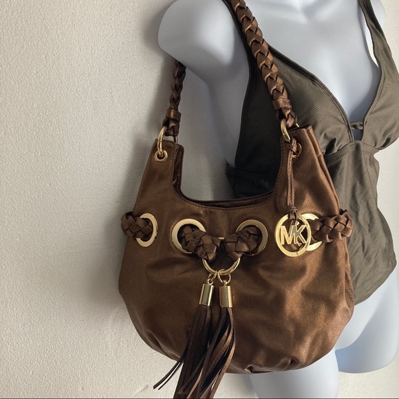 Michael Kors Handbags - Michael Kors Braided Grommet Bronze SM Purse